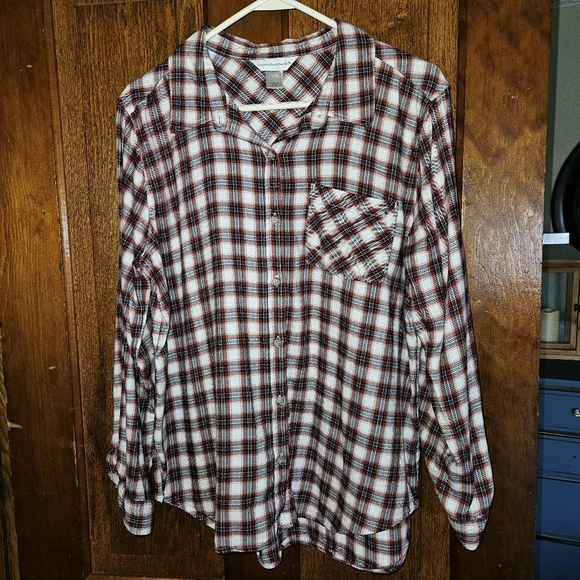 Coldwater Creek Tops - Christopher Banks Womens Red Plaid Button Up Long Sleeve Large